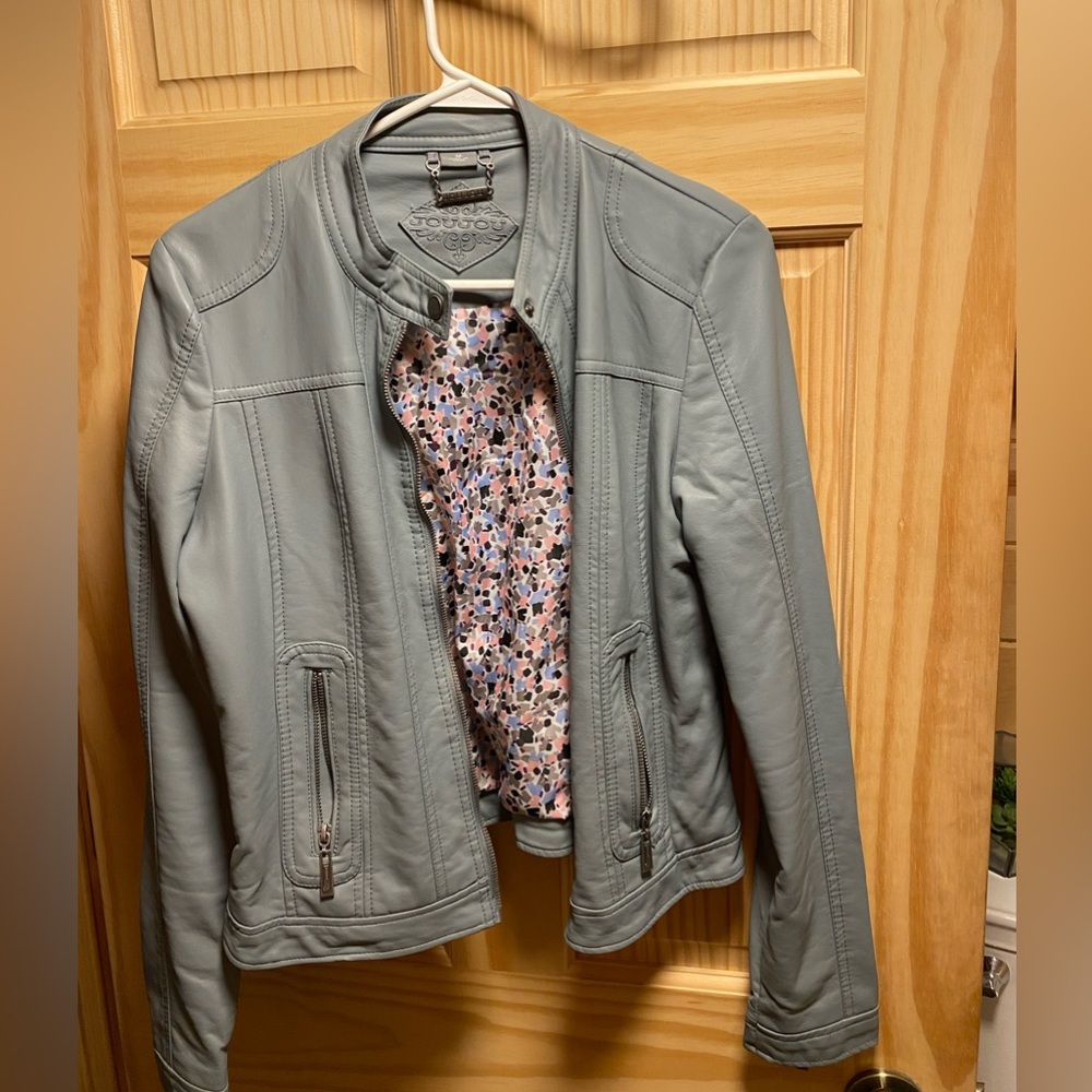 “Leather” jacket- slate blue/grey